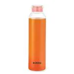 Borosil Crysto Slim Glass Water Bottle, Water Bottle For Fridge, Borosilicate Glass, Extreme Temperature Resistant, For Hot & Cold Water, Milk, Lassi, Juice, Pink Lid, 1 L, Stylish & Transparent