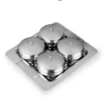 UNINOX Stainless Steel Snack Bowl 4 Pcs Set with 1 Steel Tray & 4 Steel Spoon, Useful for Home Kitchen Dining Table Restaurants Hotels Events (Silver)