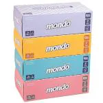 Mondo Tissue Paper Box (2 Ply, 100 Pulls) Pack of 4 Assorted Coloured Boxes Skin-safe, FDA Approved, OBA Free Sleek Tissue Box for Car, Bathroom