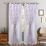 Jvin Fab White Polyester Curtain, 142.2 X 213 X 2.5 Cm (Set Of 2)