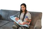 HOOPA Feeding Pillow with Shouder belt, Blue | Feeding Pad | Nursing Pad | Infant Carrier | Baby Carrier | Reclined Carrier | Nursing Pillow
