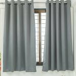 Parda Online Grey Blackout Fabric Solid Eyelet Plain Window Curtain 5ft, (Pack of 2)