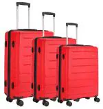 ARISTOCRAT Chroma 8 wheels Polypropylene Luggage Set of 3 Trolley Bags (56+68+76 cm) Red