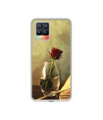Casotec Red Rose in Glass Design Printed Silicon Soft TPU Back Case Cover for Realme 8 / Realme 8 Pro