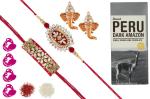 Feastive Celebrations Bling Bhaiya Bhabhi Rakhi Loomba Set With Amul Peru Dark Amazon Chocolate, Pair Of Soan, Pooja Rakhi, Kesar And Chawal (Set Of 11)