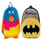 Sakwoods Multicolor Velvet School Bag for Boys, Girls, CMB2-LB142MCL-LB138YB (Pack of 2)