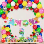 Zyozique Multicolor Peppa Pig Birthday Party Decorations Combo Include Happy Birthday Banner, Cake Topper, Balloons, Cupcake Toppers, Pig Party Supplies for Kids (Pack of 37) (1st BIRTHDAY)