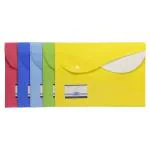 Eslee 2 Pocket Envelope File | Double Pocket Transparent Snap Button My Clear Bag | Plastic Cover Document Wallet Folder for Papers, Projects, Certificates Holder | Best for FC Size Paper | Pack of 5 | Mix Multicolour (ER286FC)