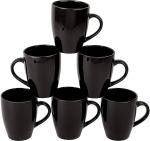 MrPot Mr. Pot Ceramic Black Coffee Mug  350 ml, Pack of 6