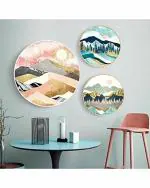 The Artment your artistic apartment Unframed Multicolor Round Canvas Wall Decor 50cm (Set of 3)