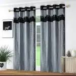 Maruti Furnishing Long Crush Duble Jhalar Polyester Window Curtains (Grey) - Size: 4*5 Feet - Pack Of 1