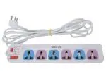 CONA 3291 COLOUR 6A 6x1 Power Strip with 4 meter cable and Power Indicator|6A Spike Guard