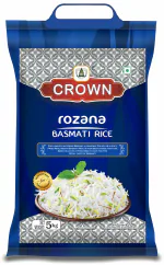CROWN RICE, Rozana Basmati Rice, Brokwn Rice, Double Polished 100% Natural Basmati Rice , 5 KG