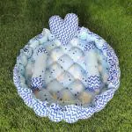 Motherhood Sky Blue Cotton Baby Tub Bed With 3 Pillows Bedding Set