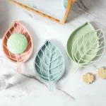 DHYANI Double Layer Leaf Shape Soap Box Storage Holder Container with Drain Tray for Bathroom Counter, Shower, Kitchen.