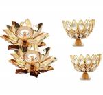 Brass gallery Brass and Copper Flower Patti Diya & Brass crystel Bowl Diya Small Size