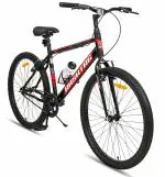 Geekay Hashtag ZXR 1.0 26T Single Speed Steel Frame 16.5 inches Dual Power V Brake WithoutGear Mountain Bike/Bicycle for Unisex Adults Ideal Height 5Ft 7inch+ Age 13Year & Above (Black Red)