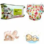 BBYARAJ Baby Caring Wet Wipes with lid, 80 sheets with Newborn hart print Cloth Diapers with Microfiber Inserts Ideal for free-size, reusable