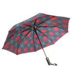 Plume Blue and Red Printed Unisex UV Coated Compact 3 Fold Umbrella