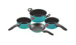 Pigeon Master Chef Non-Stick Coated Cookware Set (Aluminium, 4 - Piece),Blue