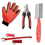 PSK Pet Mart Dogs Nail Cutter, Comb, Tooth Brush, Golve (Combo Of 4)