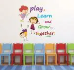 Lanstick Vinyl Multicolor Kids Playing With Knowledge Self Adhesive Wall Sticker 30 inch