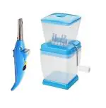 Blue Wonder Dolphine Shape Electric Gas Lighter With Sharp Blades Plastic Body Onion Cutter and Multicolour, Pack of 2