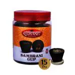 Shyam Charan Cup Sambrani for Daily Pooja with Guggal/lLoban fragrance Pack of 15 Pcs Jar