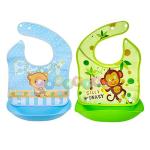 DESIGNESTYMulticolor Waterproof Bib with Detachable Food Catcher - 0.5 - 2 Years ( Pack of 2 )