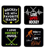 Whats Your Kick Hockey Games Hockey is My Favorite Season Quotes Printed Set of 4 Coaster With Metal Stand