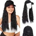Thicklengths Synthetic Cap Hair Extensions Natural Black, Hat with Hair Attached for Women and Girls Cosplay or Daily Party Wig Detachable Baseball Cap, Made with Premium Quality Synthetic Fiber.
