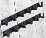 DOCOSS Metal Exclusive Extra Long 6 Pin Metal Bathroom Cloth Hanger Door Wall Robe Hooks Rail for Hanging Keys, Clothes, Towel (Black, 40 cm), Pack of 2