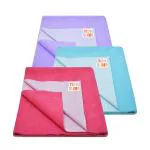 TIDY SLEEP Fleece Set of 3 Waterproof Baby Dry Bed Protector Sheet-BabyBlue/HotPink/Violet-50cmx70cm