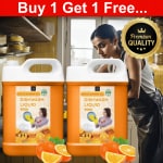 BLISS & BLUSH Liquid Dishwash Orange 10 Liter Combo pack of 2| Grease Cleaner For All Utensils| Organic Dishwash Liquid Gel