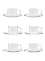 Borosil Piccolo Borosilicate Glass Cup and Saucer Set of 6, 150 ml