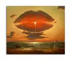 Tamatina Multicolor Salvador Dali Unframed Kiss The Sun Abstract Art Canvas Painting - 13X11 Inch