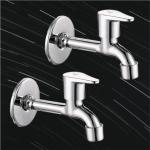 Livefast Silver Stainless Steel Vx-Fusion-P2 Bib Tap Faucet - Wall Mount Installation Type (Pack Of 2)