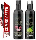 Desi Crew Onion Hair and Amla Oil Cold Pressed for Skin, Body and Hair Care 100 ml Each