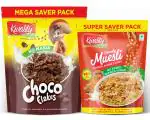 Kwality Choco 1Kg Pouch Muesli Crunchy Almond,Raisins&Honey 700gPouch Combo Pack2