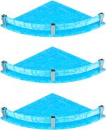 Flaner 9X9 Inch Acrylic Bathroom Wall Mount Shelf Acrylic Wall Shelf (No. Of Shelves - 3, Blue)