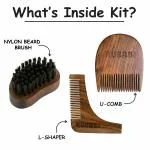 RUBAB MEN Premium Beard Grooming Kit of 3 | Beard Brush, Wooden Shaper & Beard Comb for Men | Also Comes with Carry Pouch | Made in India