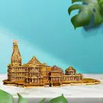 WELNO, Big Size Premium Ram Mandir Ayodhya Model Authentic Design Ideal for Home Temple, Home Decor & Gifts 9 inch Length (Antique Gold Colour)
