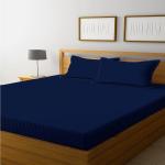 AIGA Bedsheet for Double Bed - King Size Cotton Bed Sheet with 2 Pillow Cover, 90 x 100 310TC, Combo Set for Home Space, Super Soft Feel, Large and Premium Bed Sheet. (Blue)
