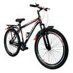 Ralley Gold JAGUAR Series 26T MTB Bicycle with Carrier, Front Suspension, Double Wall Alloy Rims, Dual Power Brakes (Black/Orange)