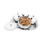 Prabha Stainless Steel Symphony Candy Bowl 3 Pcs Set with Lid & Tray, Dry Fruit Set Box, Multipurpose Container Set with Lid Useful for home kitchen Dining Table Restaurants Hotels Events Stainless Steel Candy Bowl