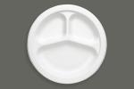 M/S BAGAZO ENTERPRISE Bagasse 100% Natural 10 inch 3CP Round White Compartment Plates, Biodegradable, Compostable, Disposable, Safe & Hygienic, for Parties and Family Events, (Pack of 25)