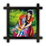 Generic Wood Cross Frame Hand-Crafted With Photo Of Radha Krishna-14881