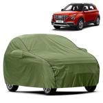 FABTEC Waterproof Car Cover for Hyundai Venue Ultimate Protection-Mirror Pockets,Triple Stitched, Full Bottom Elastic with Microfiber Duster (Olive Green with Black Piping)