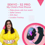 sekyo S2 Location Tracking Smartwatch for Kids, Sim Card Smart Watch for Boys & Girls, 2G Voice Calling, Panic/SOS Button, Camera, Geo-Fencing, Remot Monitoring, Voice Chat (Pink)
