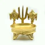 pujaNpujari Shankh Chakra Namah Diya Brass Big Size for Pooja Room